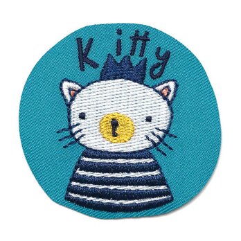 アップリケワッペン キティブルー　 ST 猫 W-1994　キャット  ねこの画像