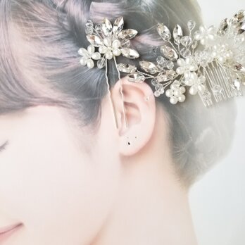 華やかなヘアコームの三点セット　th24422 結婚式 セレモニー、パーティー　ウエディング ブライダル  フォーマルの画像
