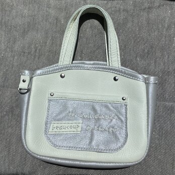 ミニトートバッグ(white × silver)の画像