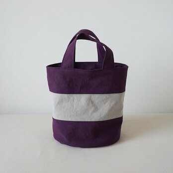 OVALTOTE - stripe -Ⅱ (M)  / grape × lightgrayの画像