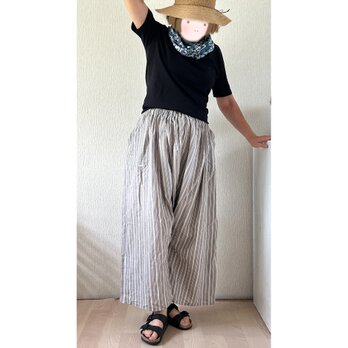 サルエルパンツLLサイズ　バフベージュ　コットンリネンの画像