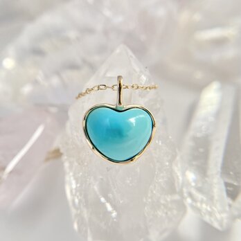 K10天然トルコ石(ターコイズ)ハートネックレス☆スリーピングビューティー産原石から磨いた1点ものジュエリー！