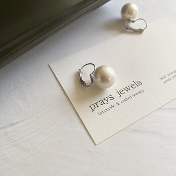 Stainlessレバーバック12mmラウンドパールピアス（高級日本製貝ミガキパール）