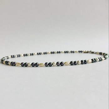 ガラスmixベビーパールネックレス#K/4mm約43cm+5cm/made in japanの画像