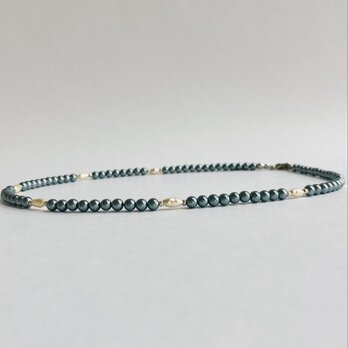 ガラスmixベビーパールネックレス#O/4mm約43cm+5cm/made in japanの画像