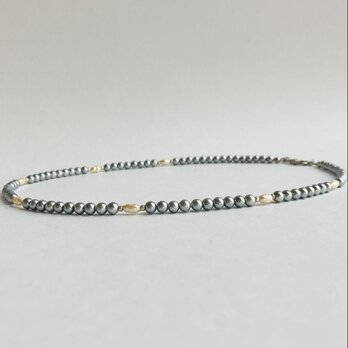 ガラスmixベビーパールネックレス#S/4mm約43cm+5cm/made in japanの画像
