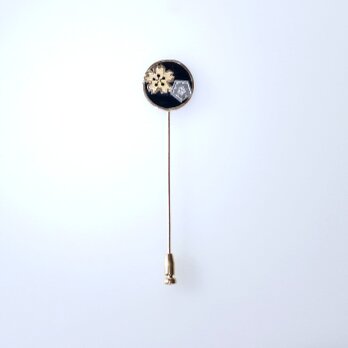 K18YG＆Pt900 オニキスピンブローチ　4.70ct　の画像