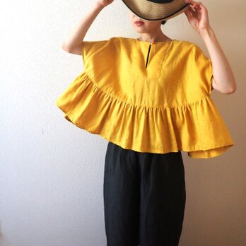 LINEN 開衿チュニック*ヒマワリ* size Sの画像