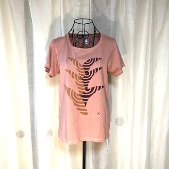ロウケツ染  手染め半袖Tシャツ　双葉　オレンジの画像