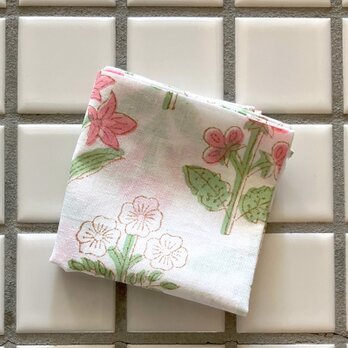 インド ブロックプリント ハンカチ35cm角 お得な2枚セット (10%off)  フラワー