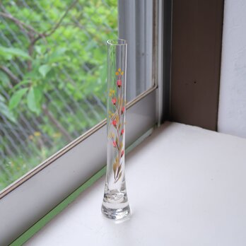 お花のペイントの花瓶-細長の画像