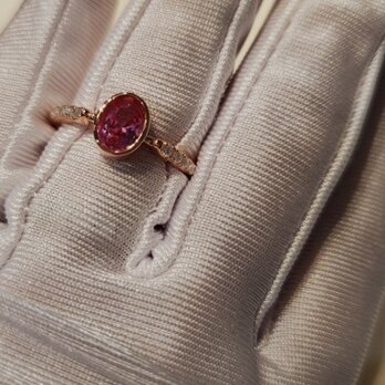 受注製作　lab pink sapphire サファイア　天然石　ジェムストーン　ナチュラル　リング　指輪　キラキラの画像