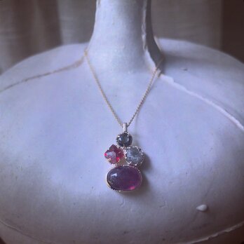 ー最後のわたしー　K10 Ruby/Diamond原石 necklaceの画像