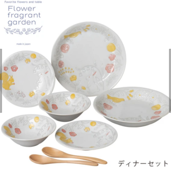 【大特価】【新品】 洋風フラワーフレグランドディナーセット 【紙箱】プレート サイズ：約φ16.3×2.4cmの画像
