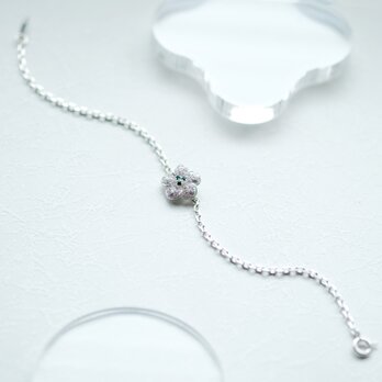 ピンク フラワー ブレスレット シルバー925の画像
