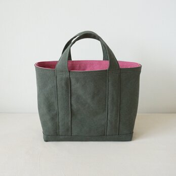 TOTE BAG -bicolor- (M) / armygreen × peachの画像