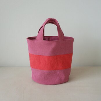 OVALTOTE - stripe -Ⅱ (M)  / peach × roseの画像