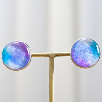 レジンアート　ラウンドピアス〈朝顔〉の画像