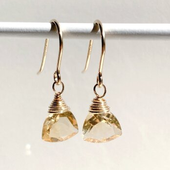 ［14kgf］宝石質シトリンの一粒ピアス/イヤリングの画像