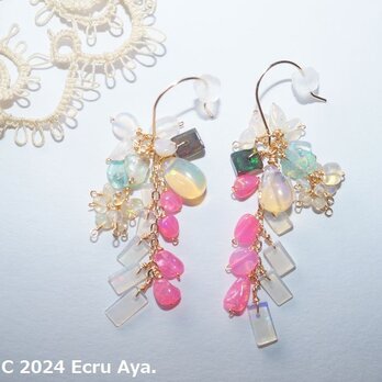 *心の月*様々なオパールのピアス