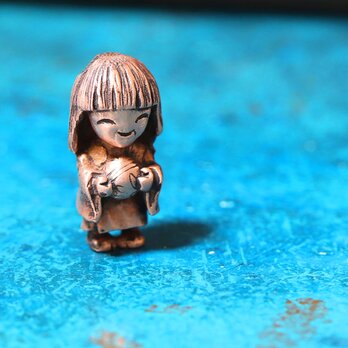 幸運を願う ピンクの座敷わらし　（659-311/ 純銅製根付・ストラップ）の画像