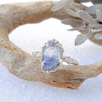 ～幻想的なインクルージョン～　デュモルチェライトインクォーツのデザインリング　11.5号　天然石アクセサリー　一点物　