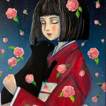 「約束」SMサイズ アート作品 原画 徳島洋子作品 アクリル画の画像