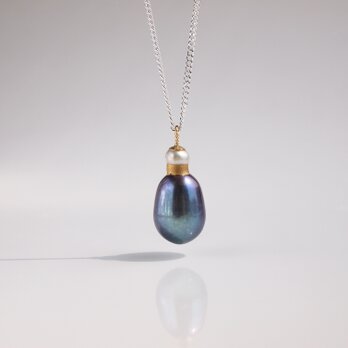 [1点物]香水瓶のような金継ぎパールのロングネックレス【01】ピーコック 60cmの画像