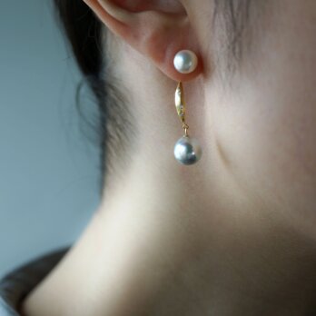 Akoya x Freshwater Pearl Earring/Crescent/Diamond ＊Singleの画像