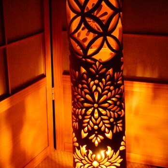 ◆全面彫◆竹灯り・竹あかり・竹灯籠　 ～～ 癒しの灯り　★結晶★～～の画像