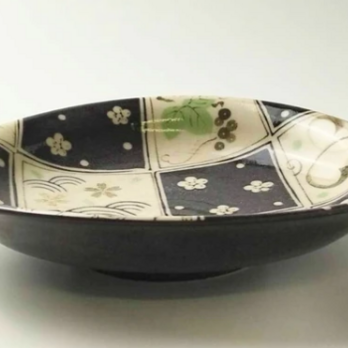 【大特価】【新品】加藤五陶兵衛造　織部市松紋盛皿  サイズ：255mm×250mm　H：60mmの画像