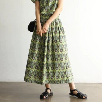 存在感放つ、総柄ワイドパンツ　スカート風パンツ　コットン100％　240710-1の画像