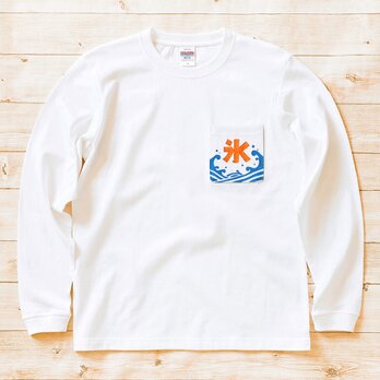 長袖 ポケット付 Tシャツ 『かき氷屋さんの旗』 男女兼用 ロンT