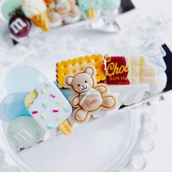 pastel  blue お菓子のヘアクリップの画像