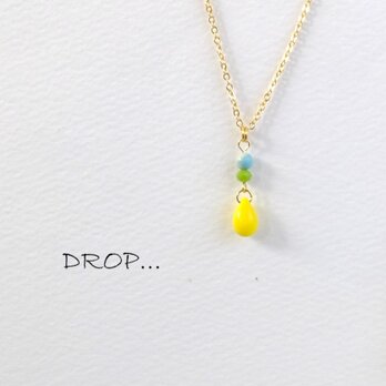 d215-158【天然石　ターコイズ】と【たんぽぽ】チェコドロップのアレンジネックレス　長さ選べます。の画像