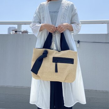 【Mサイズ】トートバッグ　A4収納可能＊カゴ素材の画像