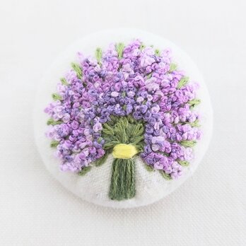 ライラックの花束 花刺繍ブローチ（大)の画像