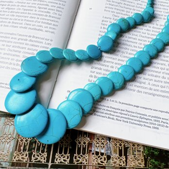 IN1-ヴィンテージネックレス U.S.A. 1970〜80s Turquoise large bead necklaceの画像