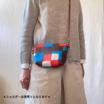型染め マチありサコッシュポーチ・S「ランダムチェック」