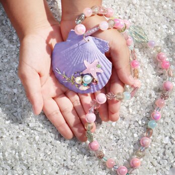 大きな貝殻のネックレスキット★candy pink★夏休み工作の画像