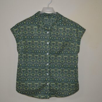 「ショールカラー＊フレンチスリーブブラウス」