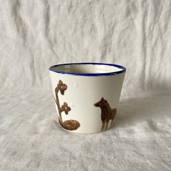 和紙染フリーカップ　茶馬の画像