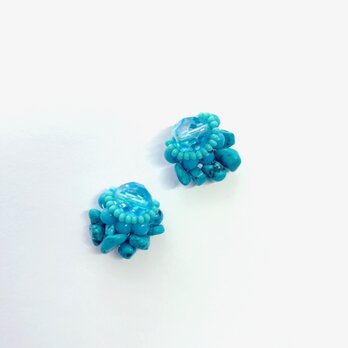 retro turquoise blue・イヤリングの画像