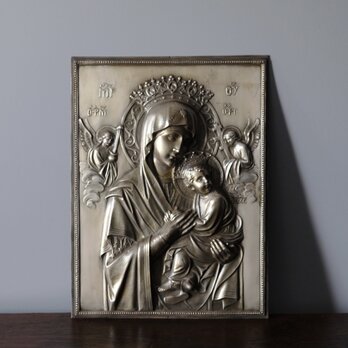 スペイン イコン レリーフ 聖母子像 聖像画 画像 宗教画 アンティーク 0501812の画像