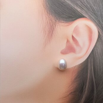 【ワケありな逸品】しっかり大きな艶々雫パールのピアス/イヤリング 13mm 真珠 スタッド チタン しずく SV925の画像
