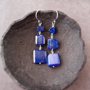 【SV】Lapis Lazuli Square Earrings／ラピスラズリ スクエアピアスの画像