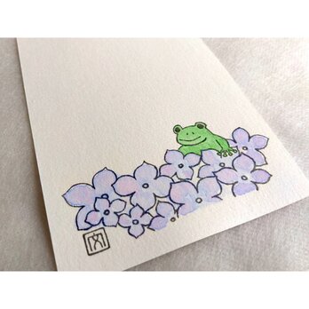 【カエルと紫陽花】はがき・ポストカード　2枚入りの画像