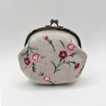 ナデシコの花の刺繍がまぐちの画像