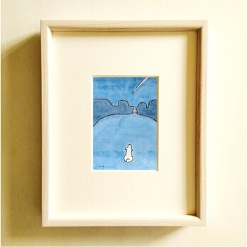 犬の絵｜原画「流れ星」水彩イラスト　※木製額縁入り  ※特集掲載作品の画像