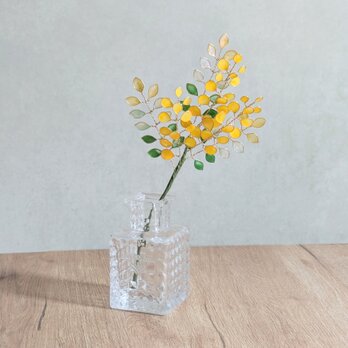 ミモザのインテリアフラワー｜光を透かすディップフラワーの造花、春のギフトにも